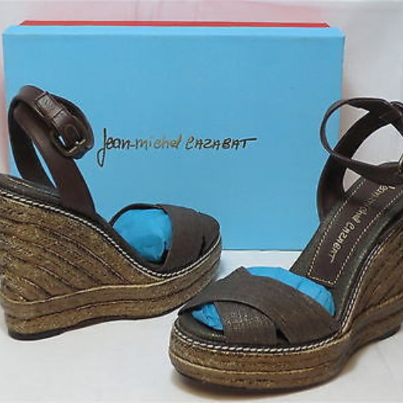 JEAN-MICHEL CAZABAT Women's Ashanti Espadrille-Dk Brown-Fabric & Leather Upper - Picture 1 of 4